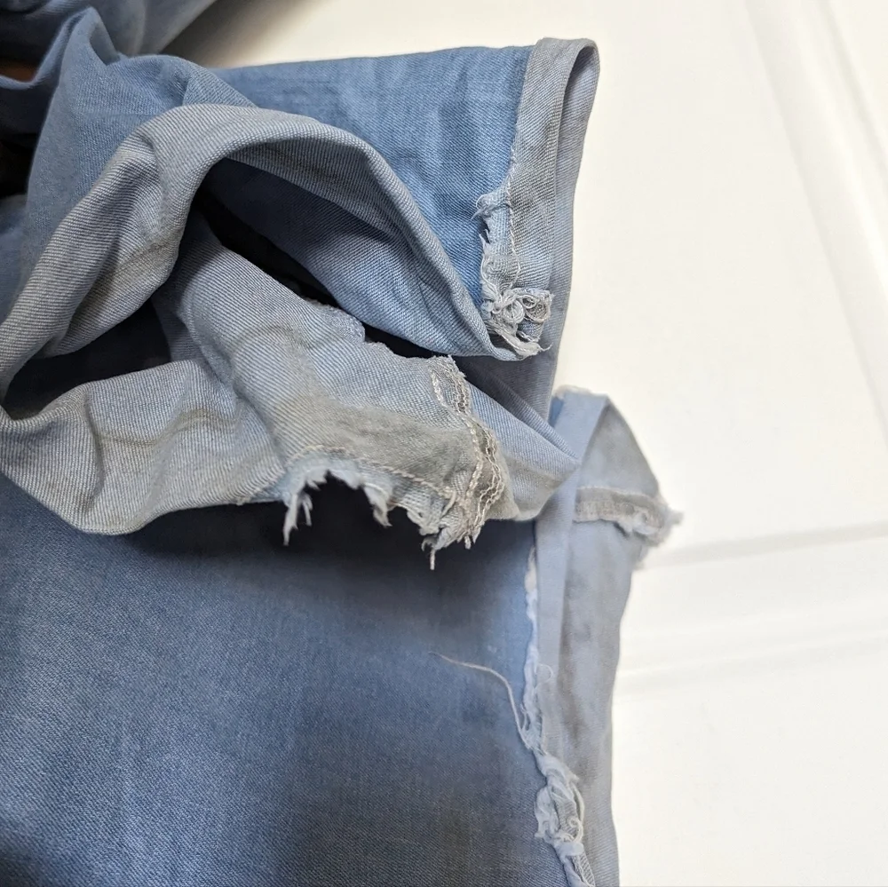 Nasty Gal Blue Stretch Denim Super Flare Star Jeans Stone Wash Tall Fit - sz 6 - Picture 6 of 6